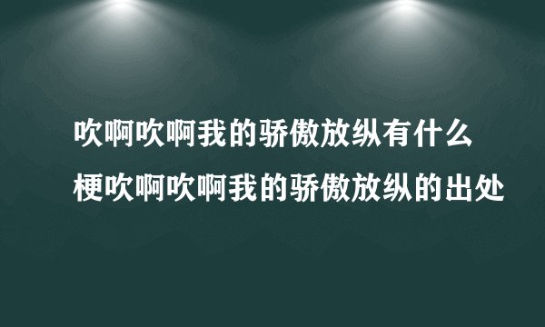 吹啊吹啊我的骄傲放纵有什么梗吹啊吹啊我的骄傲放纵的出处