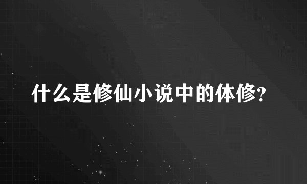什么是修仙小说中的体修?