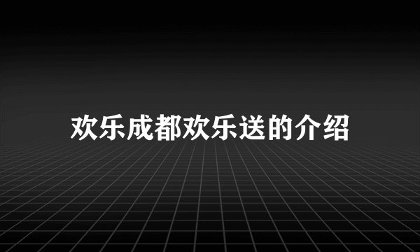 欢乐成都欢乐送的介绍