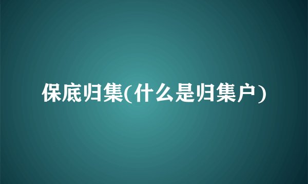 保底归集(什么是归集户)