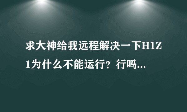 求大神给我远程解决一下H1Z1为什么不能运行？行吗？有没有？重谢