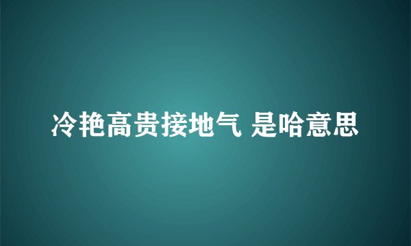 冷艳高贵接地气 是哈意思