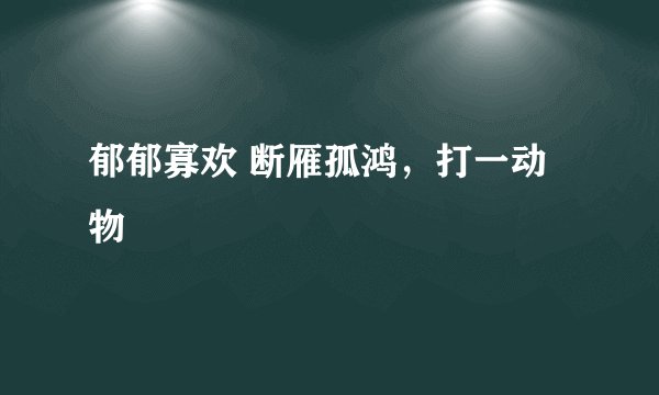 郁郁寡欢 断雁孤鸿，打一动物
