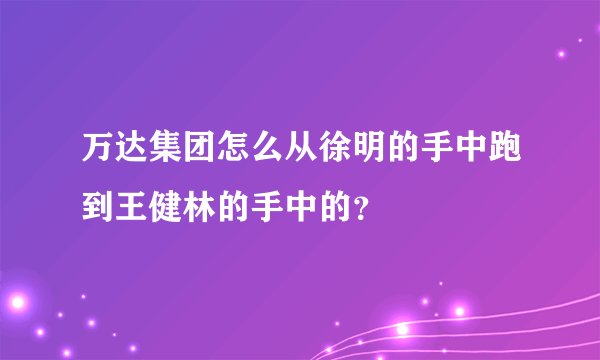 万达集团怎么从徐明的手中跑到王健林的手中的？