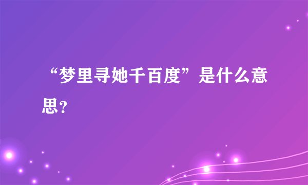 “梦里寻她千百度”是什么意思？