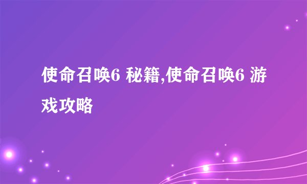使命召唤6 秘籍,使命召唤6 游戏攻略