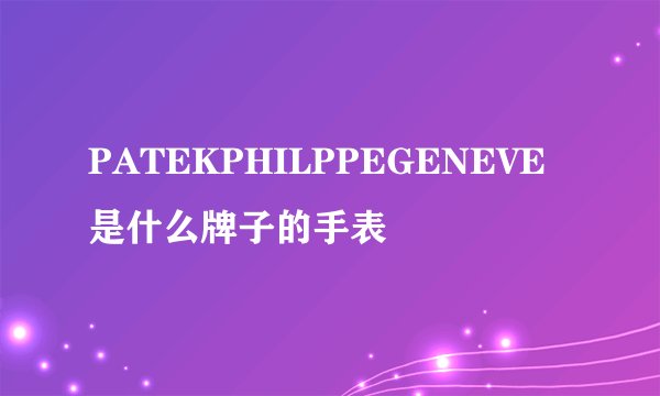 PATEKPHILPPEGENEVE是什么牌子的手表
