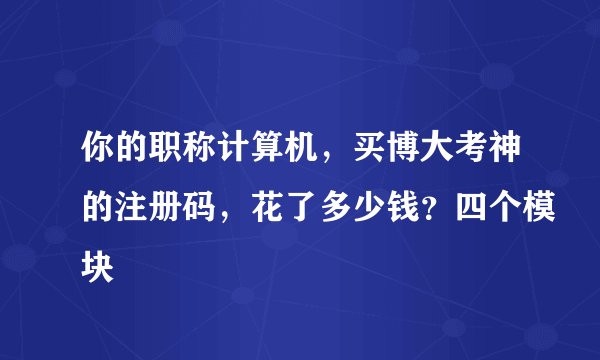 你的职称计算机，买博大考神的注册码，花了多少钱？四个模块