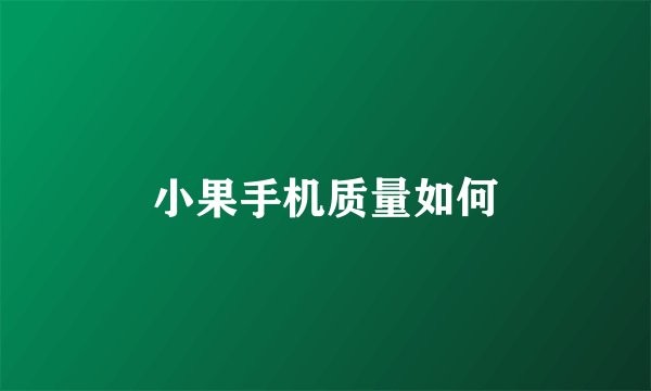 小果手机质量如何