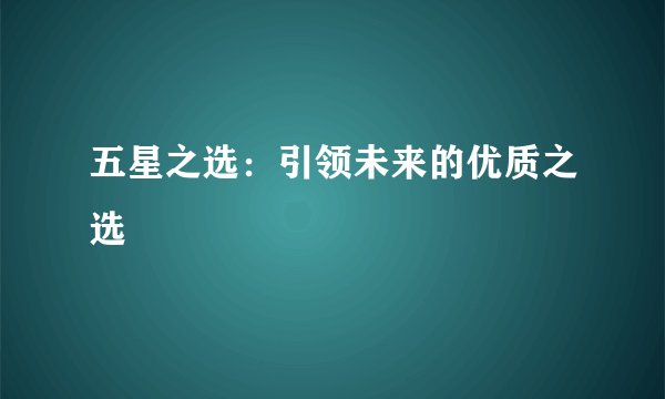 五星之选：引领未来的优质之选