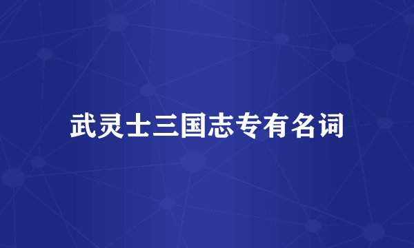 武灵士三国志专有名词