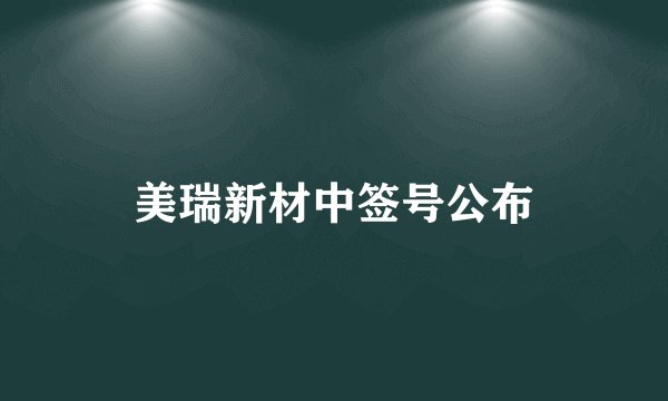 美瑞新材中签号公布