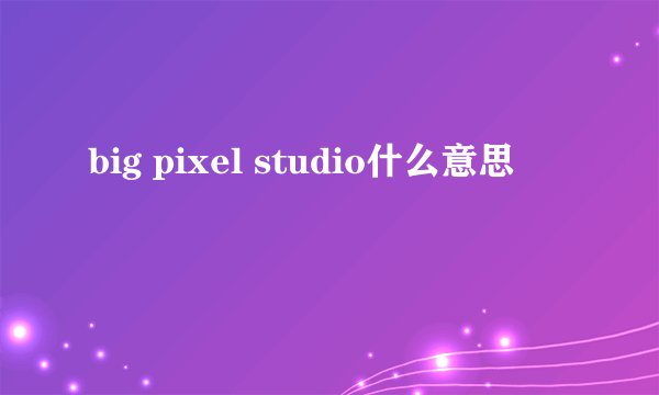 big pixel studio什么意思