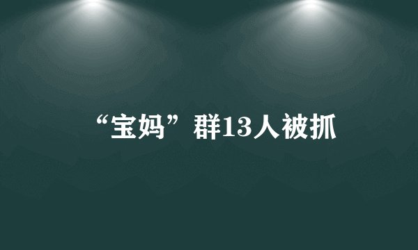 “宝妈”群13人被抓