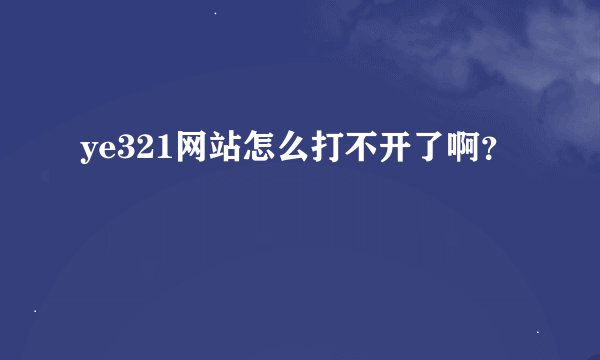 ye321网站怎么打不开了啊？