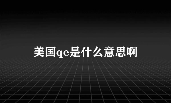 美国qe是什么意思啊