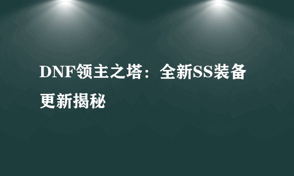 DNF领主之塔：全新SS装备更新揭秘