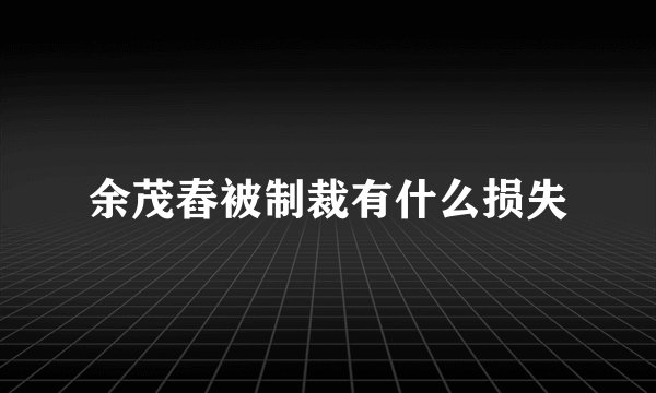 余茂舂被制裁有什么损失