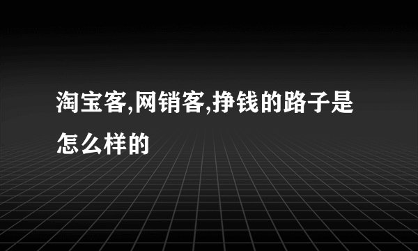 淘宝客,网销客,挣钱的路子是怎么样的