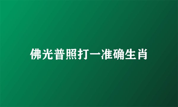佛光普照打一准确生肖