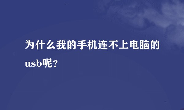 为什么我的手机连不上电脑的usb呢？