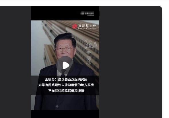 孟晓苏：建议去西双版纳买房，做候鸟家庭，不但能居住还保值