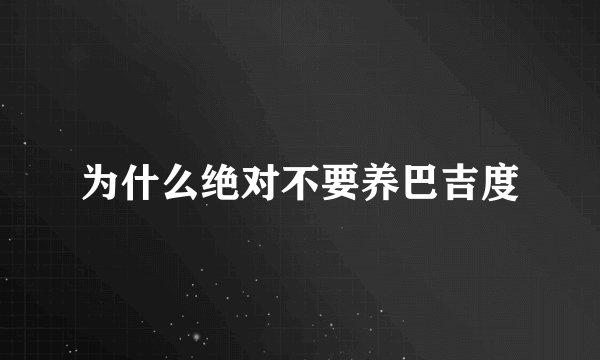 为什么绝对不要养巴吉度