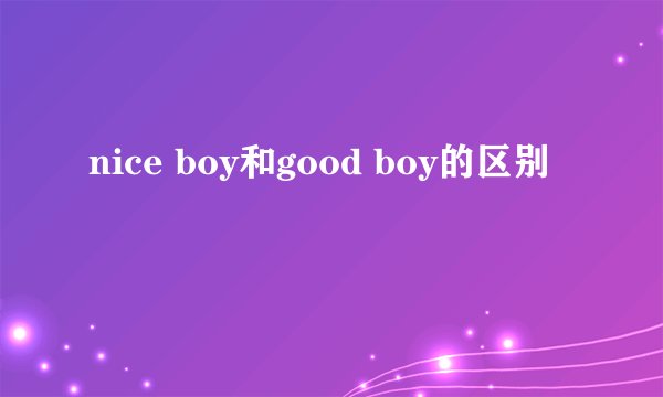 nice boy和good boy的区别