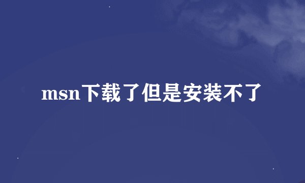 msn下载了但是安装不了