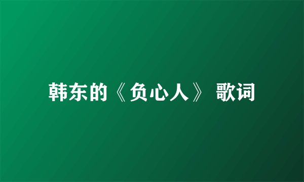 韩东的《负心人》 歌词