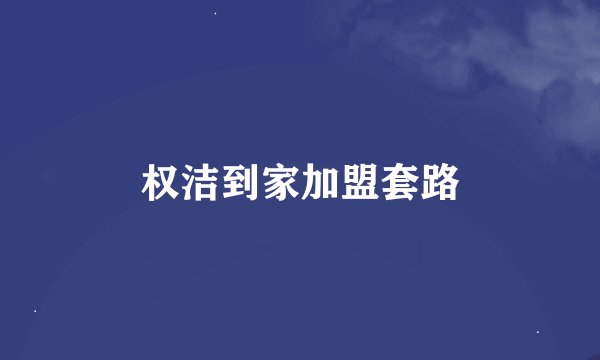 权洁到家加盟套路