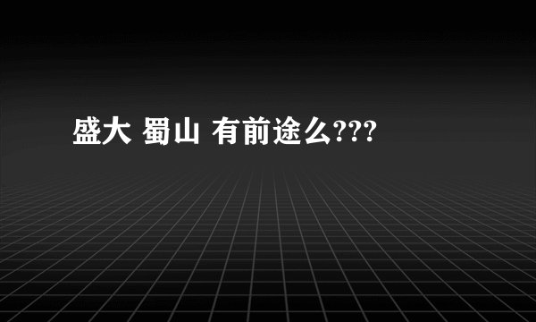 盛大 蜀山 有前途么???