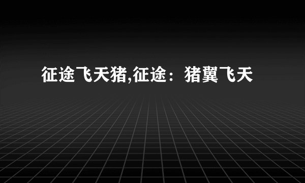 征途飞天猪,征途：猪翼飞天