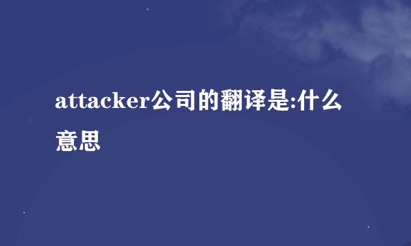 attacker公司的翻译是:什么意思