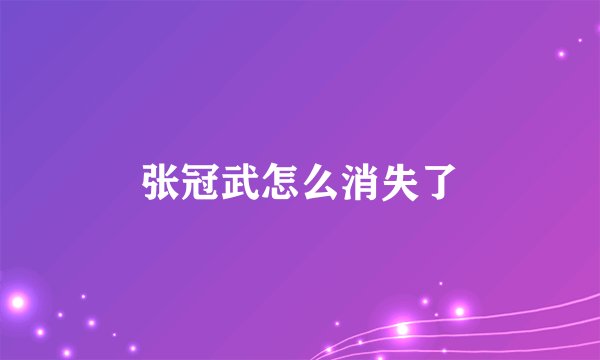 张冠武怎么消失了