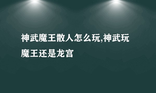 神武魔王散人怎么玩,神武玩魔王还是龙宫