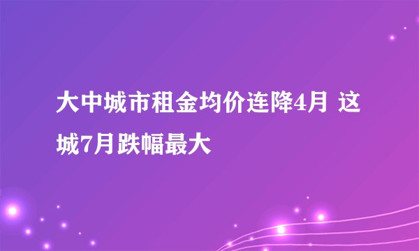 大中城市租金均价连降4月 这城7月跌幅最大