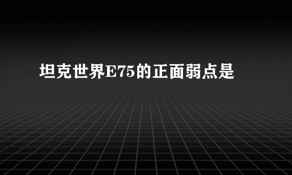 坦克世界E75的正面弱点是