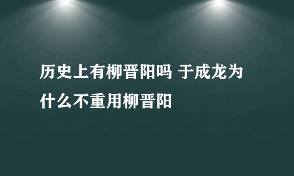 历史上有柳晋阳吗 于成龙为什么不重用柳晋阳