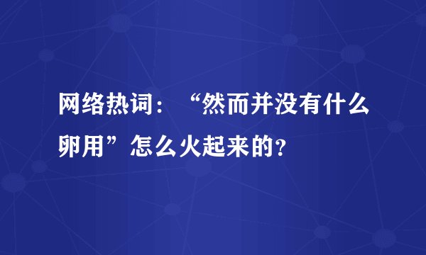网络热词：“然而并没有什么卵用”怎么火起来的？