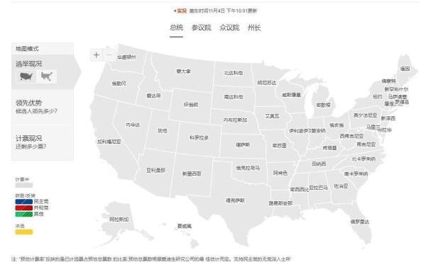 美国大选实时计票网站，有中文，可直连