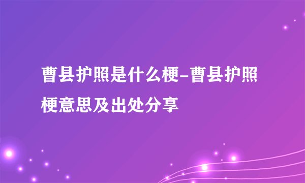 曹县护照是什么梗-曹县护照梗意思及出处分享