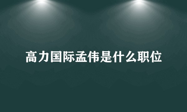 高力国际孟伟是什么职位