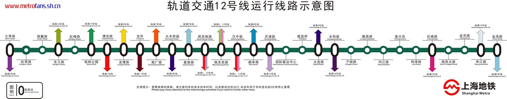上海市地铁12号线的地图