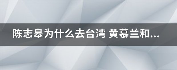 陈志皋为什么去台湾