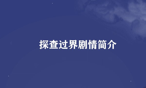 囧探查过界剧情简介
