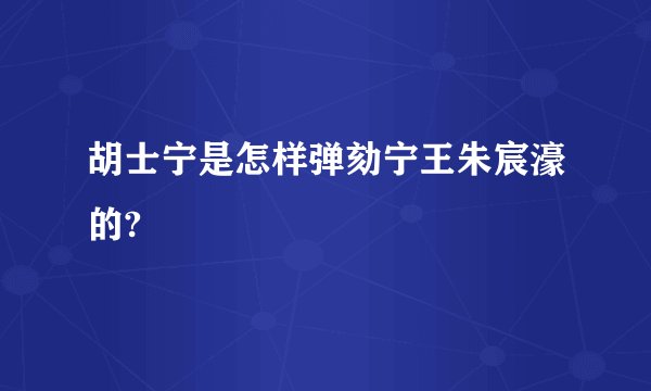 胡士宁是怎样弹劾宁王朱宸濠的?