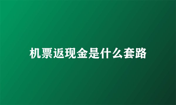 机票返现金是什么套路