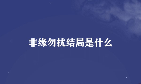 非缘勿扰结局是什么