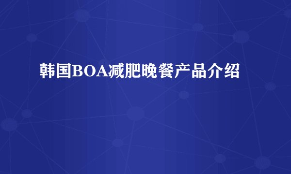 韩国BOA减肥晚餐产品介绍